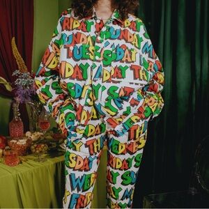 Lazy Off Sz 26 20th Anniversary Days Prints Bolds Lettering Pants